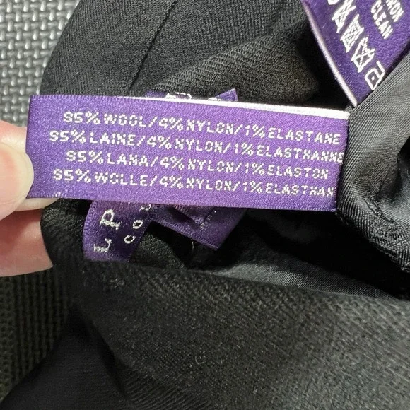 Ralph Lauren Purple Label Wool High Waist Dress Pants Black Sz 6 Button Pant Hem - Picture 9 of 16